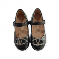Zak Shoes μπαλαρίνα (25-36) μαύρη/ατσαλί SD12247 