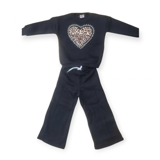 Σετ φόρμας φούτερ Heart μαύρη (3/4-9/10) ετών 6328