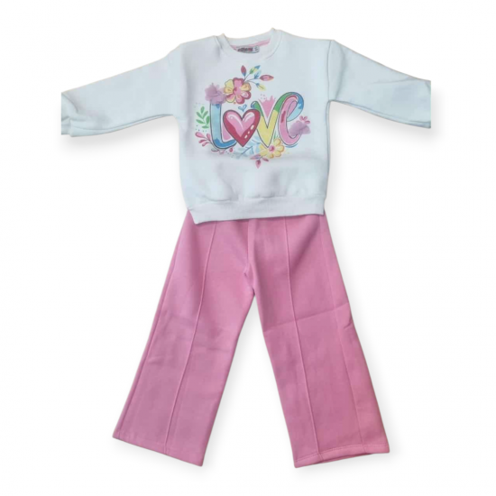 Σετ φόρμας φούτερ Flower Λευκο/ροζ (3/4-9/10) ετών 1792