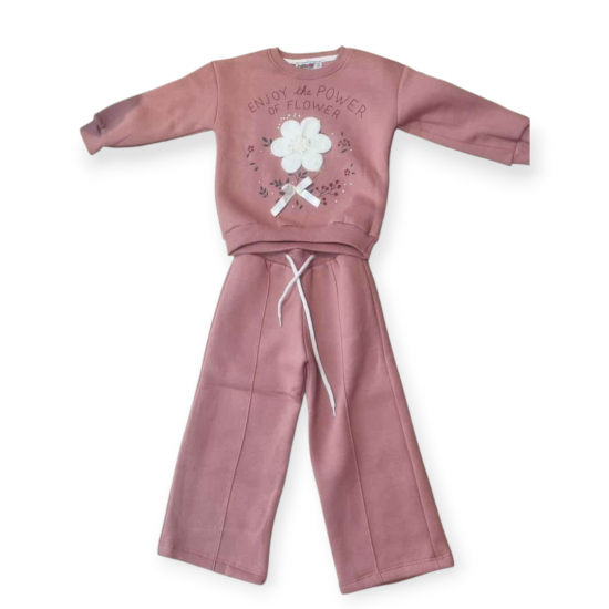 Σετ φόρμας φούτερ/φιόγκος Flower ροζ (3/4-9/10) ετών 1801