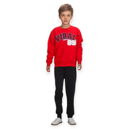 Παιδικό σετ φόρμας χειμερινό(φούτερ) για αγόρι Κόκκινο/μαύρο VIRAL 2τμχ 2564123 JOYCE