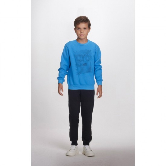 Παιδικό σετ φόρμας χειμερινό(φούτερ) για αγόρι Μπλέ/μαύρο 2τμχ 2564120 JOYCE (6-14 ΕΤΩΝ)