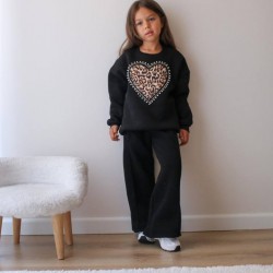 Σετ φόρμας φούτερ Heart μαύρη (3/4-9/10) ετών 6328