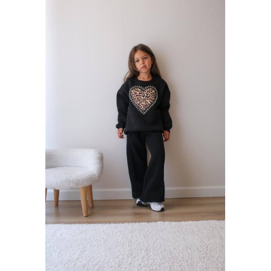 Σετ φόρμας φούτερ Heart μαύρη (3/4-9/10) ετών 6328