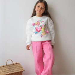 Σετ φόρμας φούτερ Flower Λευκο/ροζ (3/4-9/10) ετών 1792