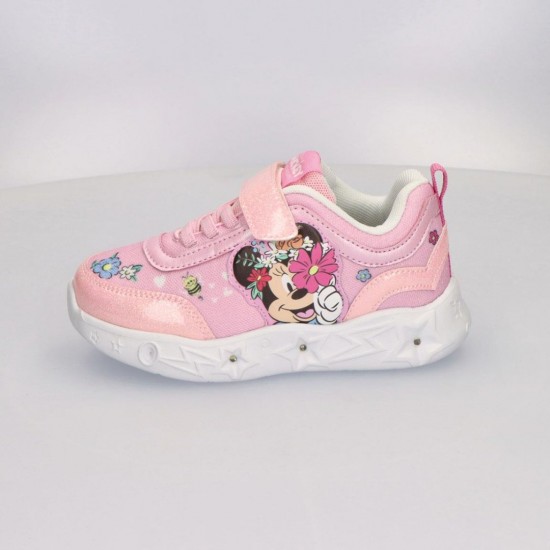  Minnie Mouse Παιδικά Sneakers με Σκρατς & Φωτάκια Ρόζ 2300007211